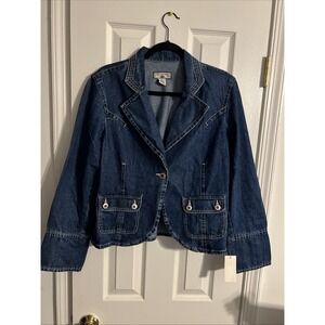 Vintage Y2K Caribbean Joe Jean jacket medium wash size Large stretch pockets